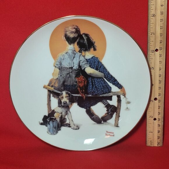 Decorative Plate Puppy Love Norman Rockwell Young Love Danbury Mint 1989 - Picture 7 of 11